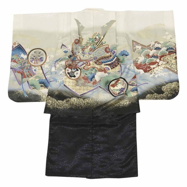 リサイクル 七五三 男の子 5歳 2点セット 化繊 着物 羽織 仕立て上がり