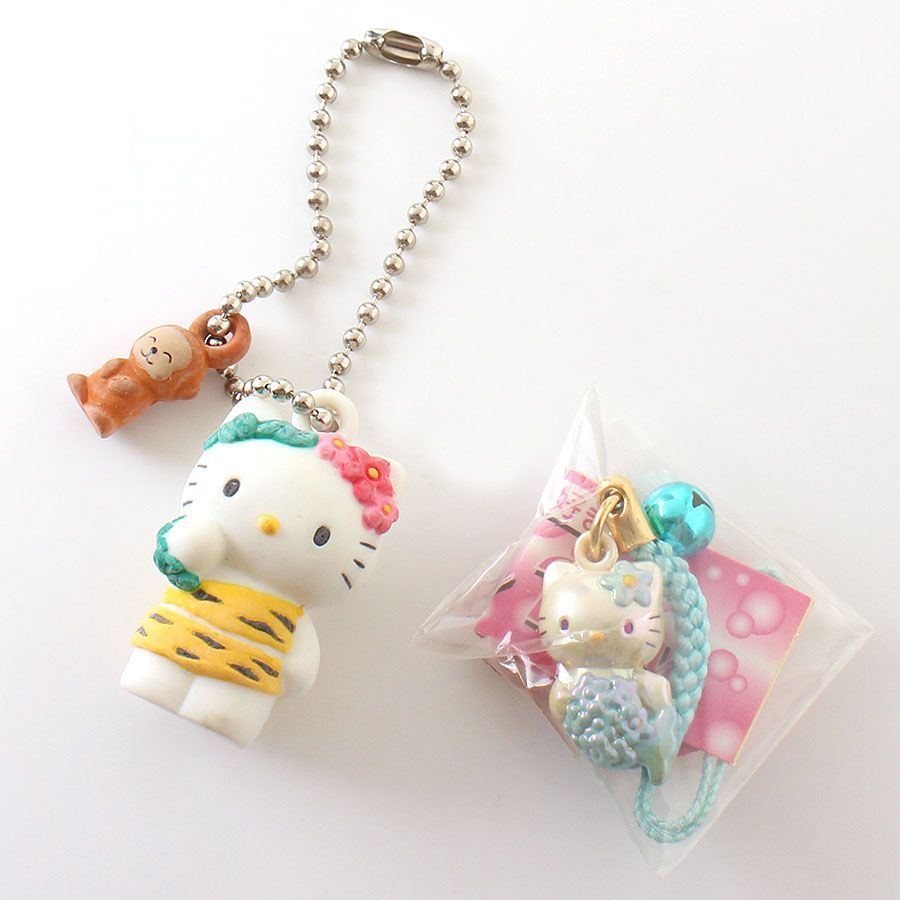 2001年製 レア☆ハローキティ 海が好き ストラップ 日焼け 浮き輪