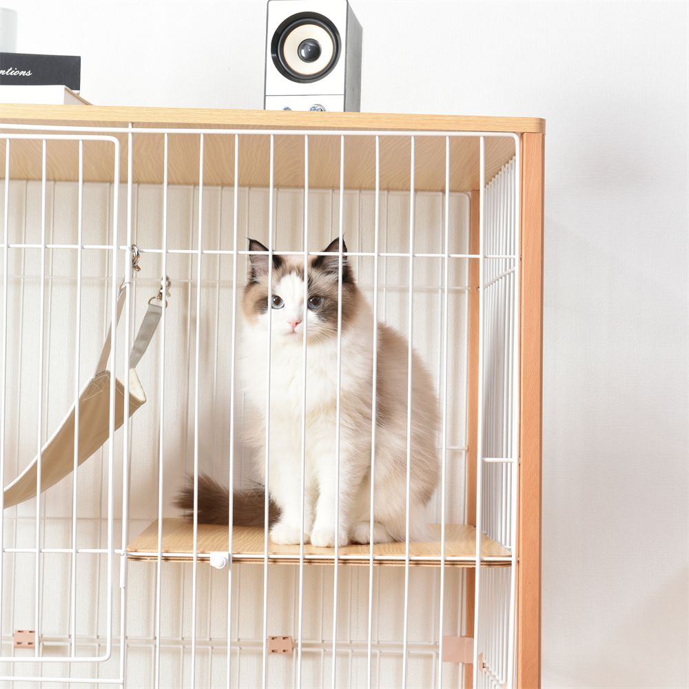 猫 キャットケージ 木製 キャットハウス ネコ ハウス 留守番 保護 脱走