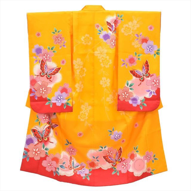 中古】リサイクル 七五三 女の子 7歳 化繊 着物 重ね衿付き 仕立て