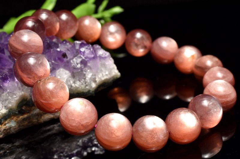 【１点物】希少カラー雲母の輝き ピンクマイカ レピドライトシリカ　10mm　ブレスレット パワーストーン 天然石 _MC2592