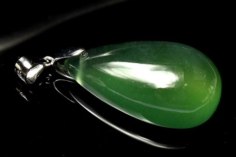 1点物】AAA☆シルバー925 サーペンティン(蛇紋石) 29x17mm ドロップ