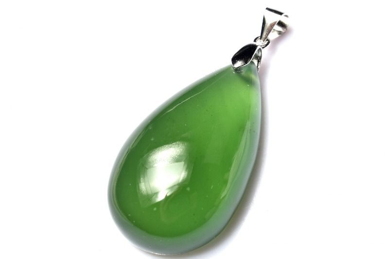 1点物】AAA☆シルバー925 サーペンティン(蛇紋石) 34x19mm ドロップ