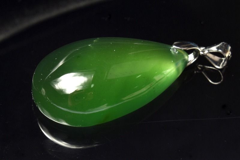 1点物】AAA☆シルバー925 サーペンティン(蛇紋石) 34x19mm ドロップ