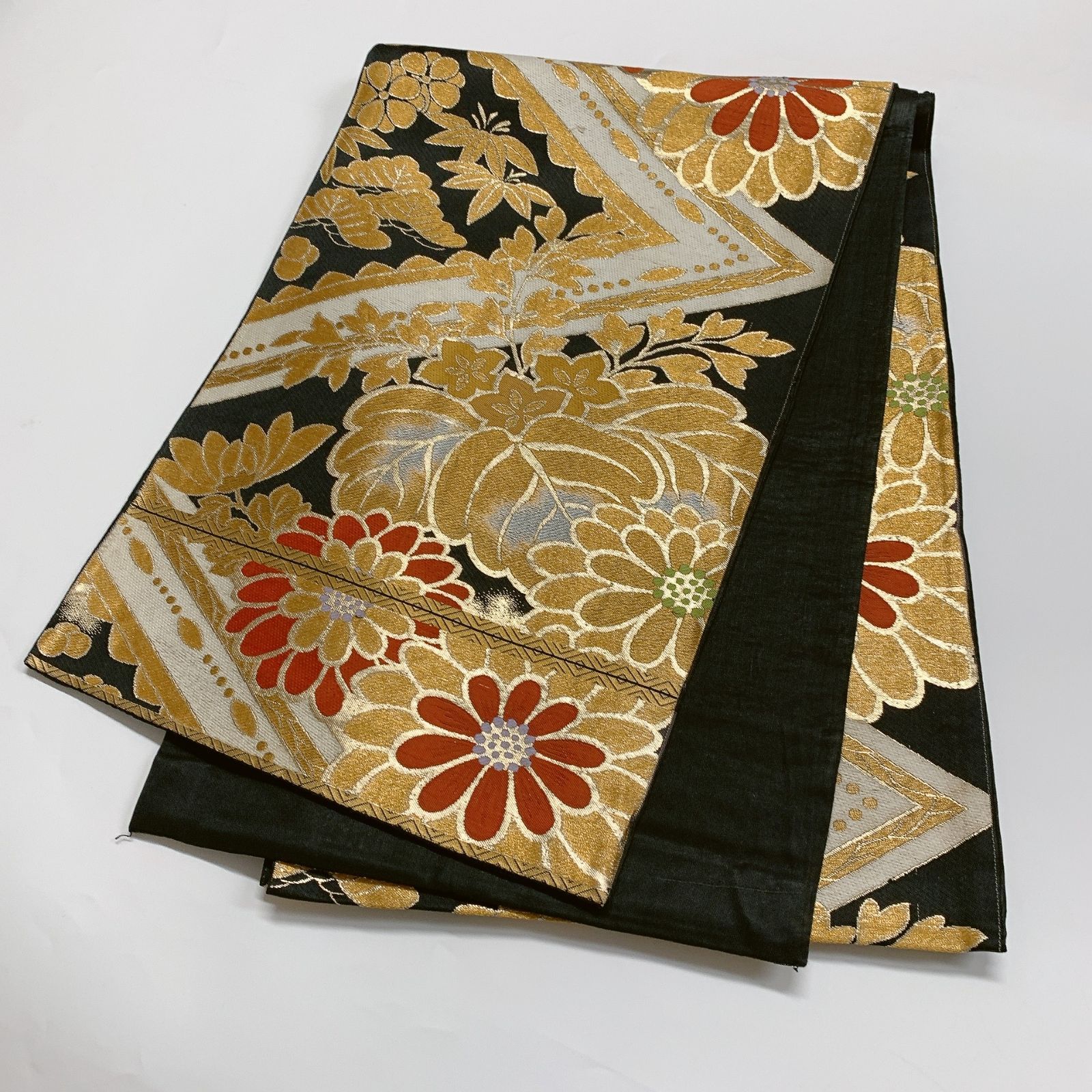 6290］袋帯 桐草花文様 金糸 六通 正絹 着物 フォーマル 黒 - メルカリ