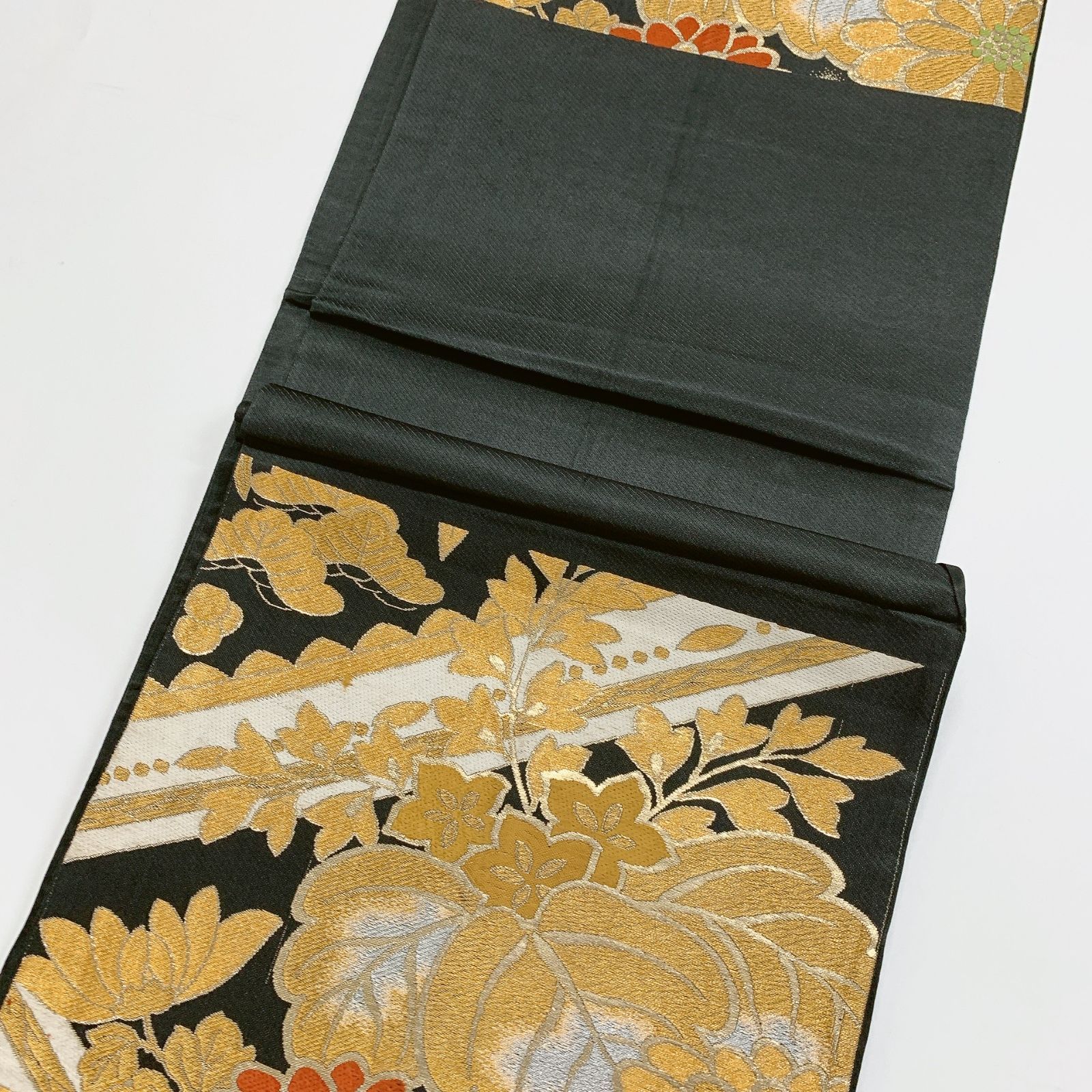 6290］袋帯 桐草花文様 金糸 六通 正絹 着物 フォーマル 黒 - メルカリ