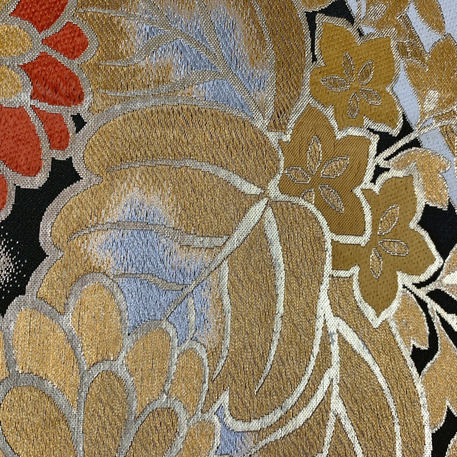 6290］袋帯 桐草花文様 金糸 六通 正絹 着物 フォーマル 黒 - メルカリ