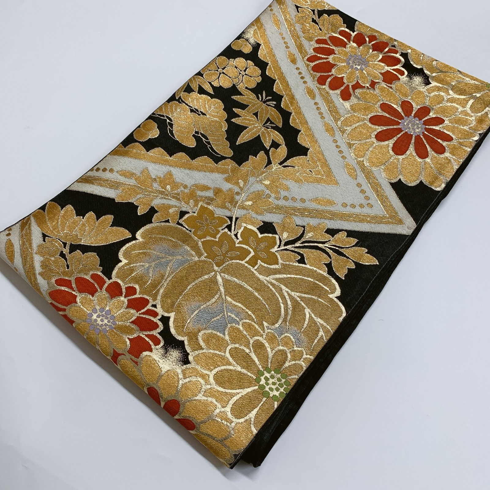 6290］袋帯 桐草花文様 金糸 六通 正絹 着物 フォーマル 黒 - メルカリ