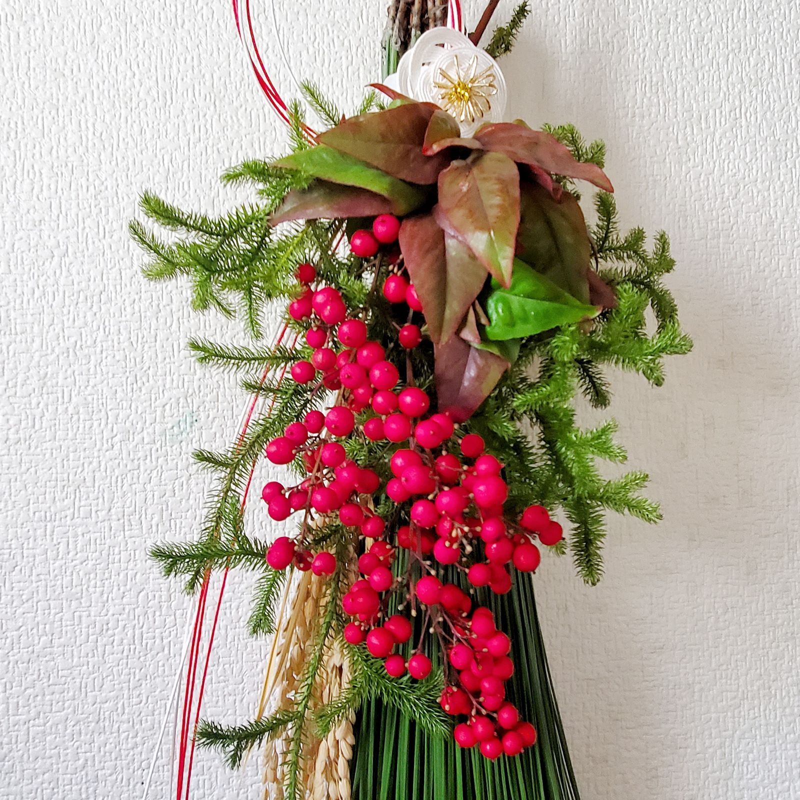 No4 大王松のお正月飾り～南天とおたふく南天を添えて～ しめ飾り 正月