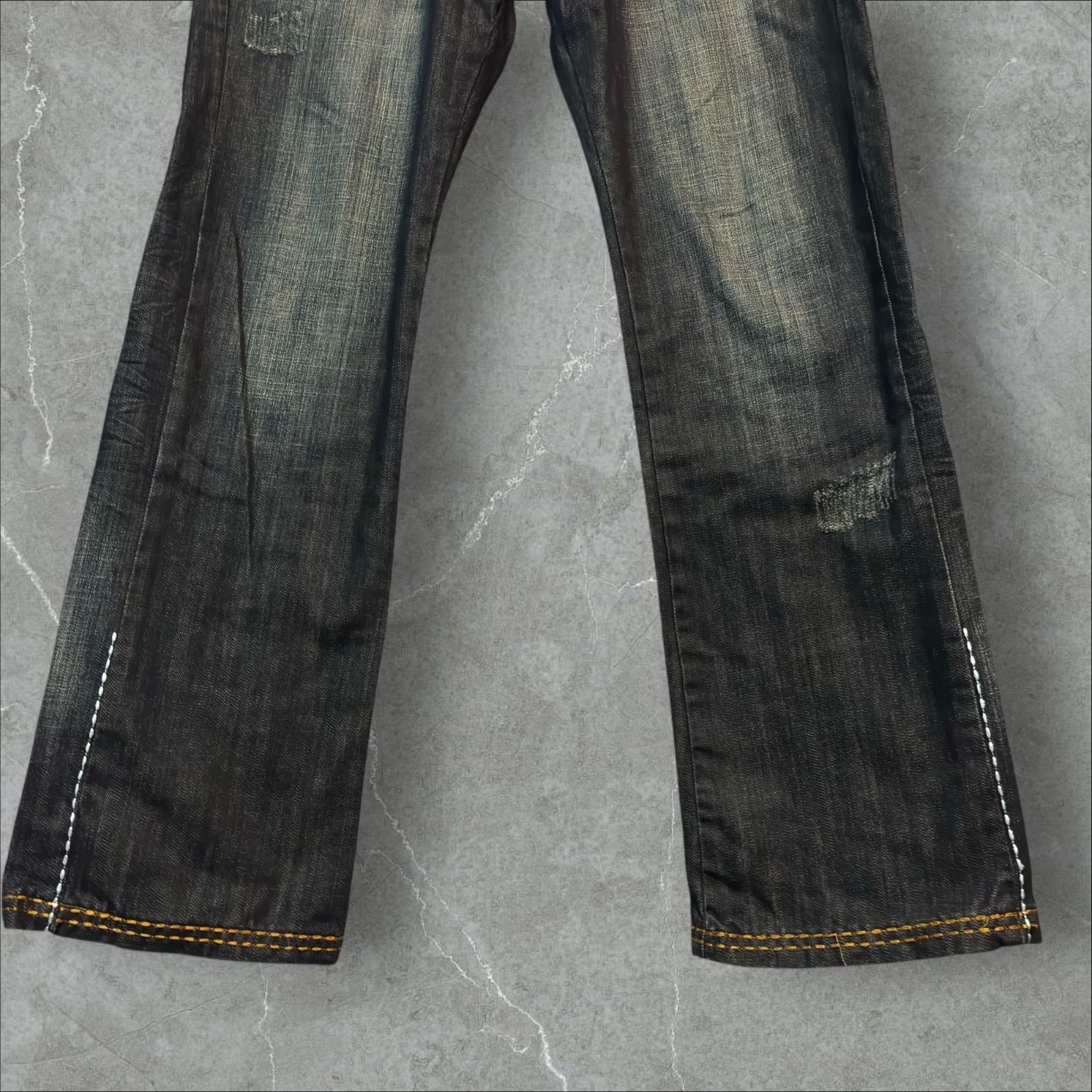 Rebel Spirit ワイドフレア ギミックデニム W32 L32 Y2K グランジ