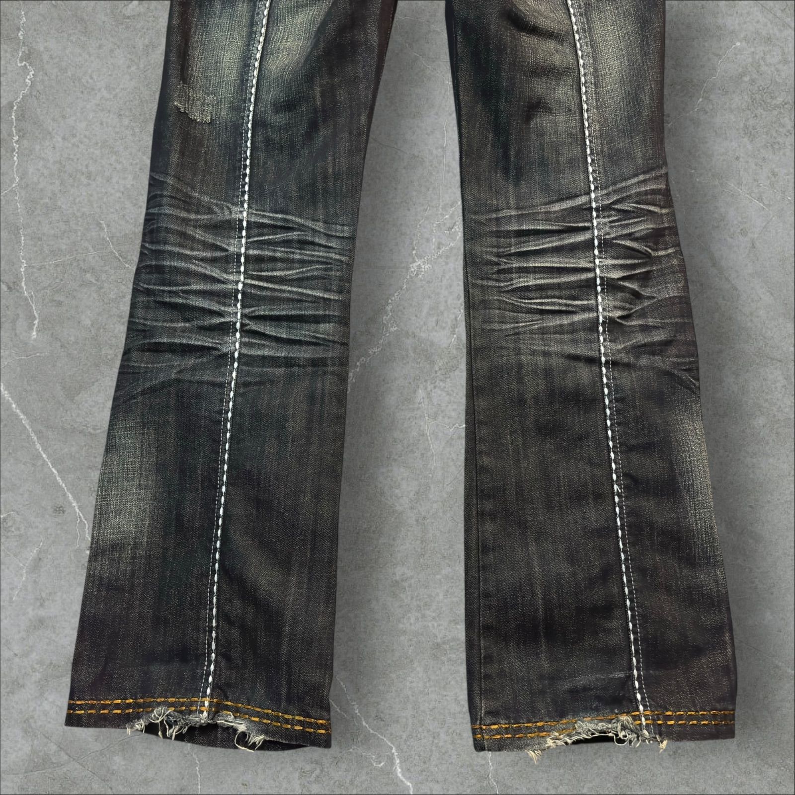 Rebel Spirit ワイドフレア ギミックデニム W32 L32 Y2K グランジ 