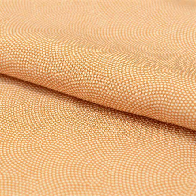 ア*＊様 小紋　未着用　正絹　大きいサイズ 小紋 着物 中古 正絹 袷 カジュアル 本加工 桜に鹿の子模様 鈍色 黄橡