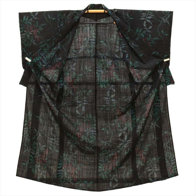 中古】 紬 正絹 単衣 身丈156.6m M 裄64cm 仕立て上がり リサイクル