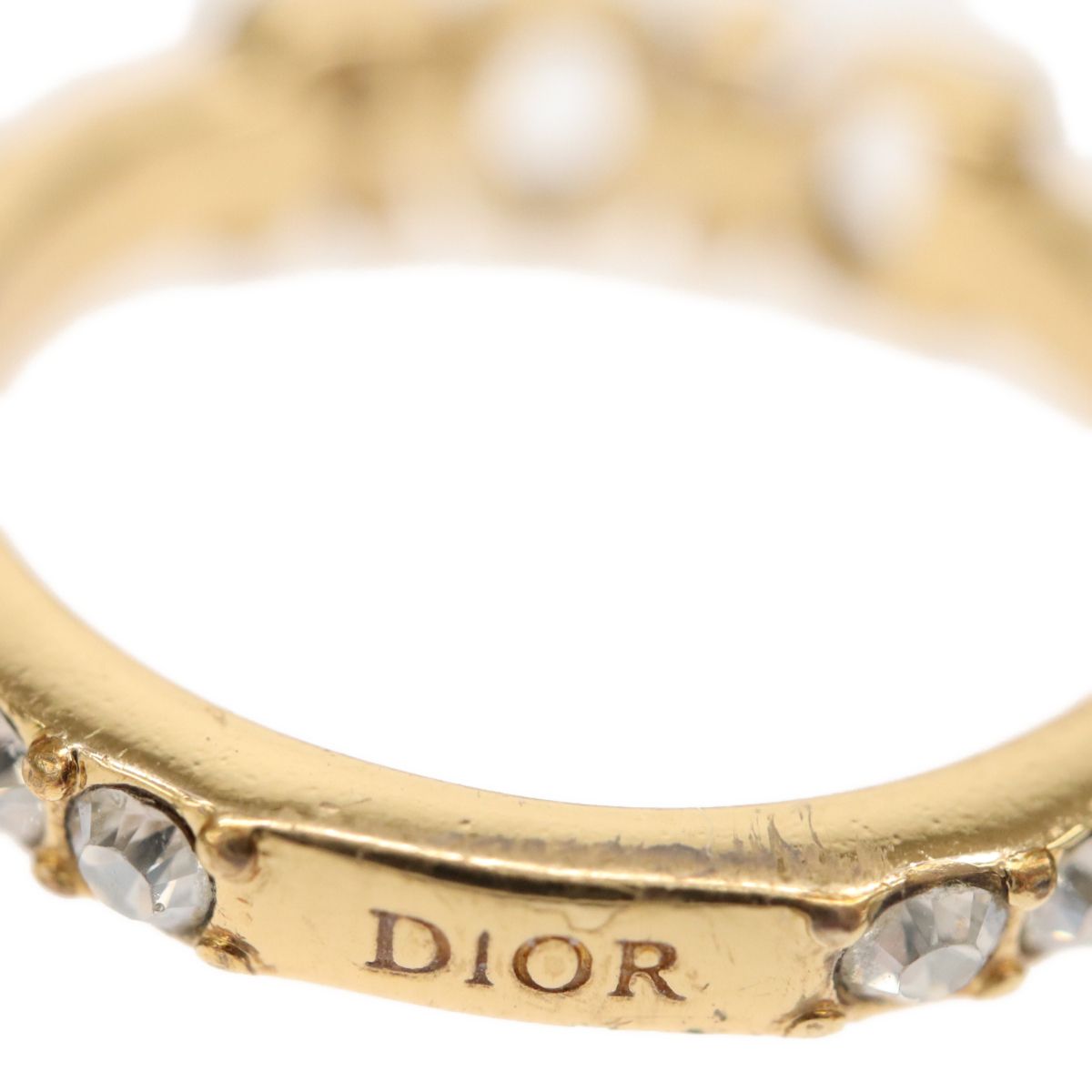 Dior ゴールド ストーン付きリングMサイズ Dior ゴールドリング Mサイズ ストーン付き 11.5号【Christian Dior