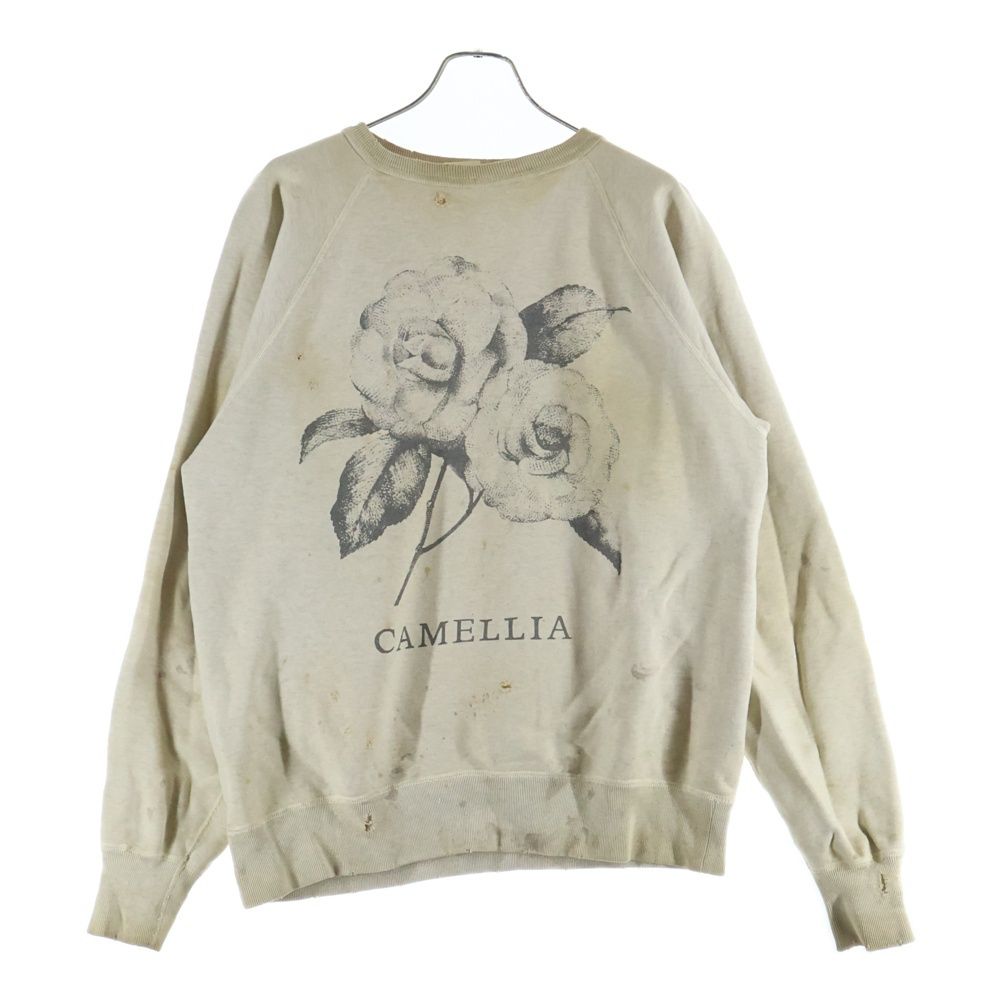 セントマイケル クルーネック ヴィンテージ加工 プリント スウェット トレーナー SAINT MICHAEL (セントマイケル) カメリアプリント ヴィンテージ加工