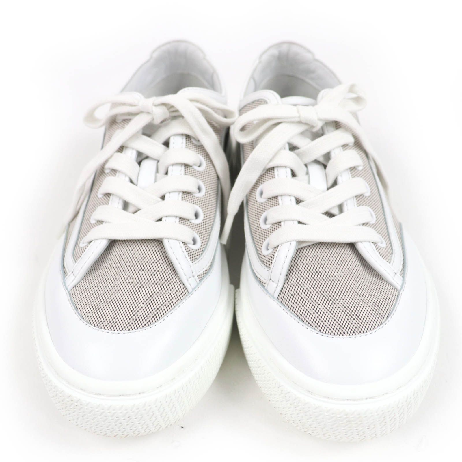 美品☆HERMES エルメス ゲット ロゴデザイン ファブリック レザー使い