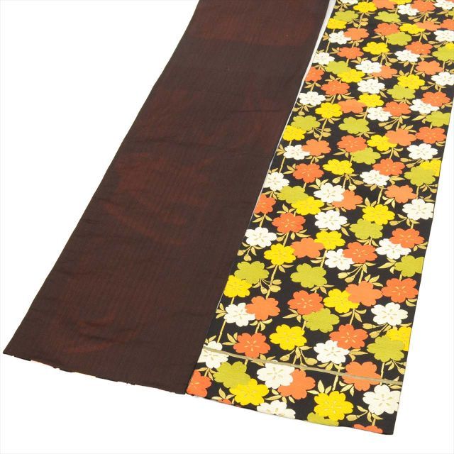 未使用品　正絹　六通　現代　袋帯　着物　438㎝　　服部織物　金糸 袋帯 正絹 六通柄 未使用 仕立て付き フォーマル 六通 西陣織 ゴールド