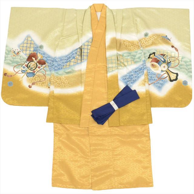 中古】 リサイクル着物 七五三 男の子 5歳 2点セット 化繊 着物 羽織