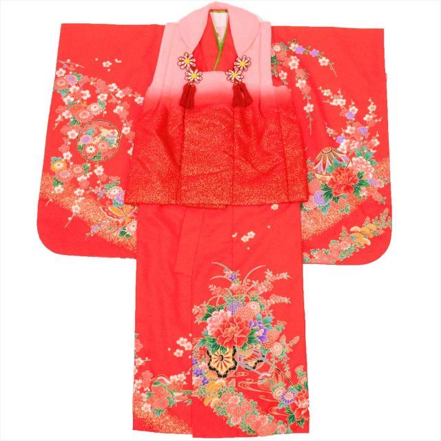 【専用出品】着物、被布、長襦袢 リサイクル着物 女の子 七五三 3歳 フルセット 着物 被布 長襦袢 化繊