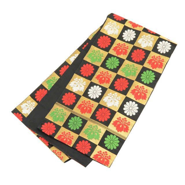 中古】 子供 袋帯 女の子 単品 正絹 リサイクル帯 十三参り お正月