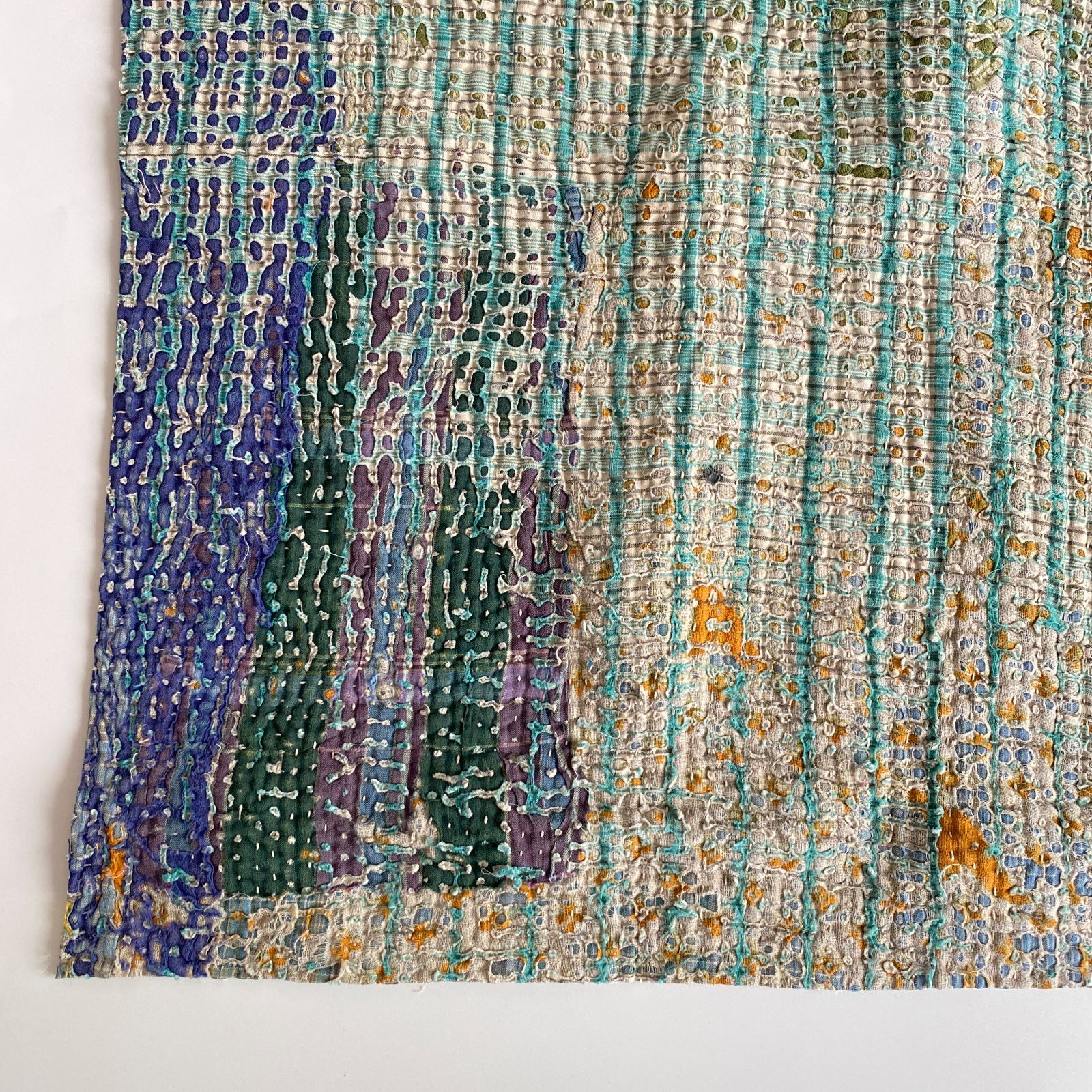 No21　ビンテージ　ラリーキルト　カンタキルト　リバーシブル 3517 ラリーキルト カンタキルト オールドファブリック ハギレ ボロ