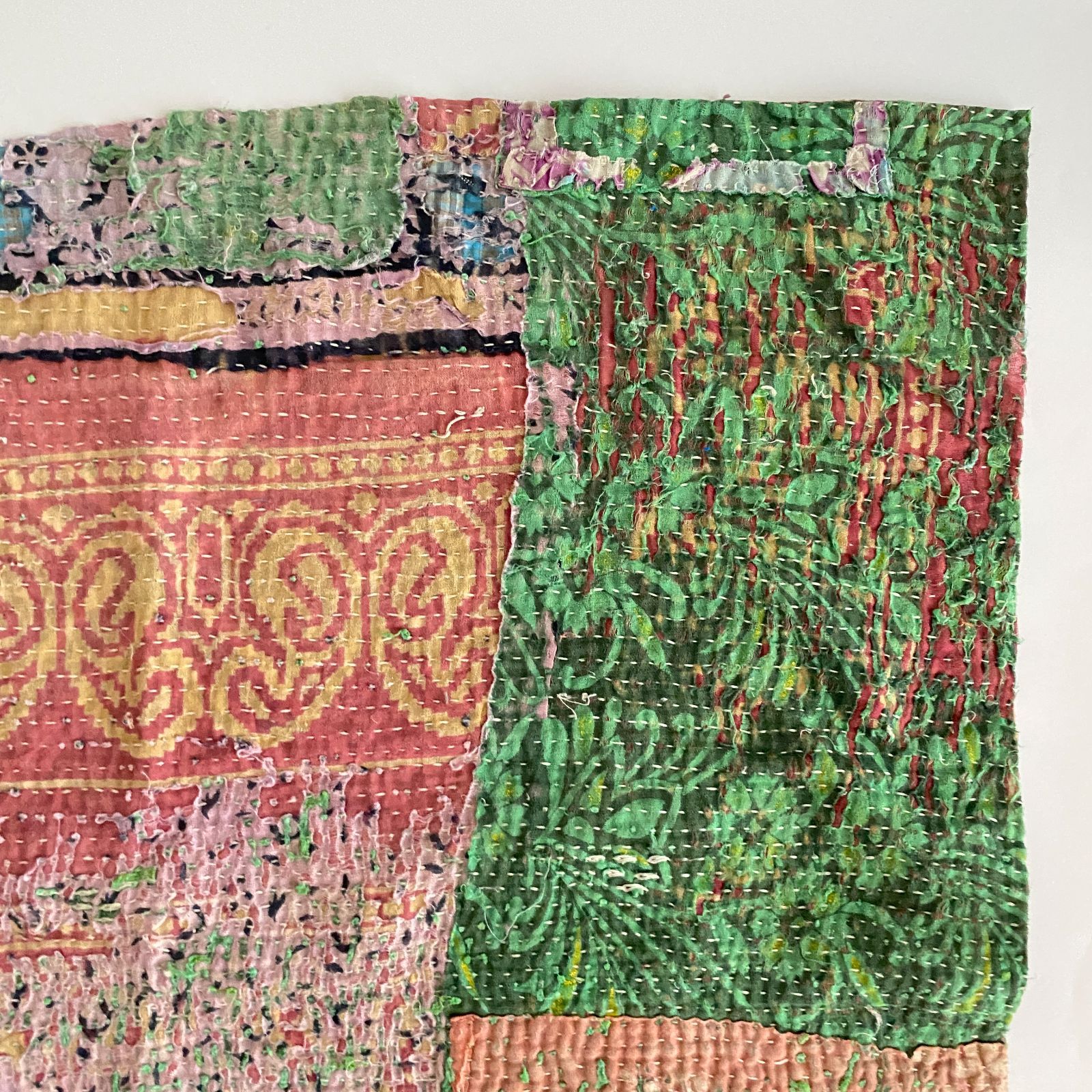 3518 ラリーキルト カンタキルト オールドファブリック ハギレ インド