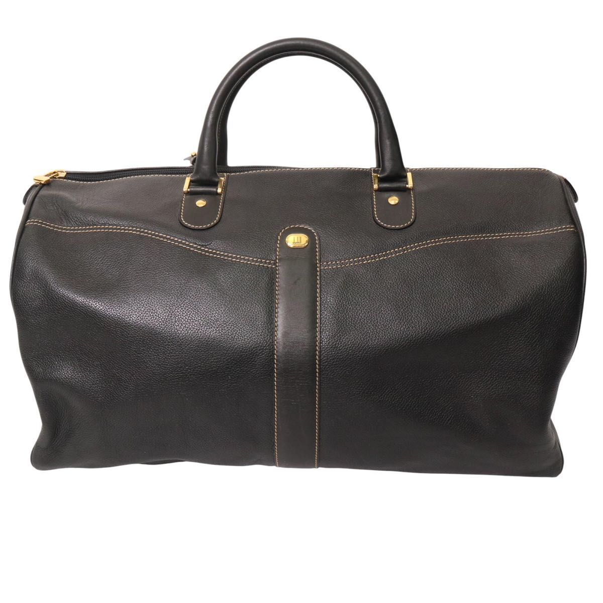 Dunhill ボストンバッグ　レザー　ゴールド金具　大容量 ブラック Dunhill ボストンバッグ レザー ゴールド金具 大容量 ブラック Dunhill