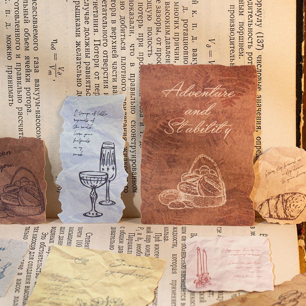 395】コラージュ素材 シール ステッカー 紙もの フレークシール 特殊紙