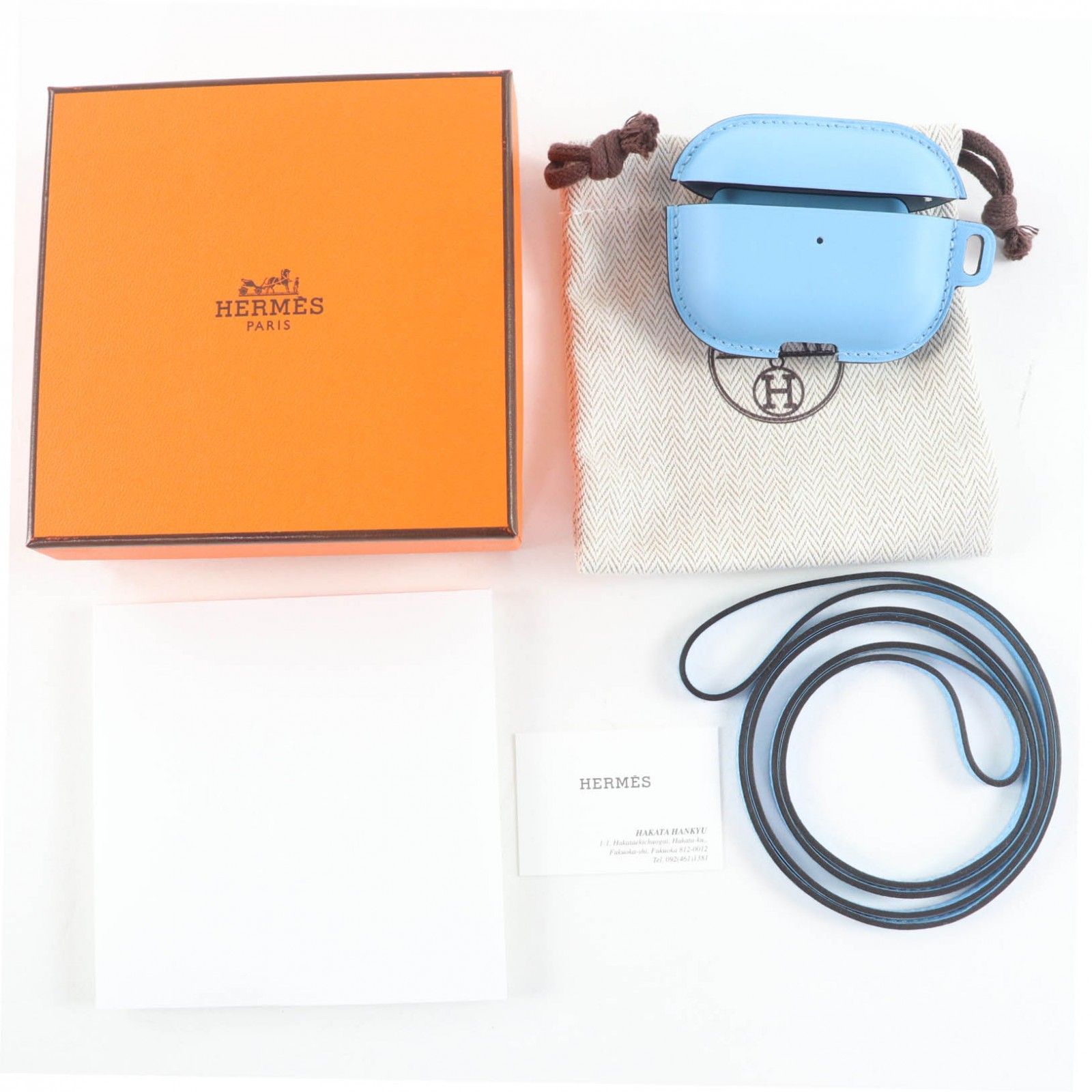 極美品✨HERMES エルメス　AirPodsケース　ヴォースイフト　ショルダー 未使用品☆HERMES エルメス ヴォースイフト セレステ/ブルーリン