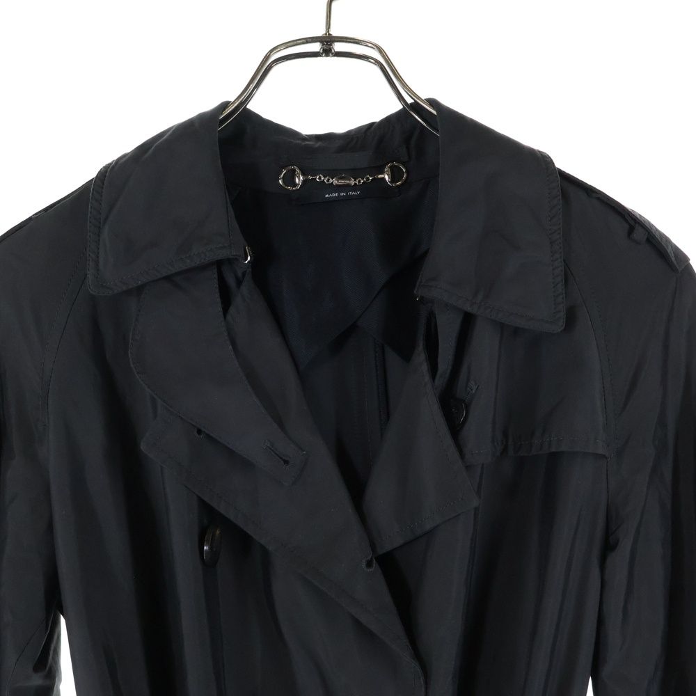 GUCCI (グッチ) レザーバックル ナイロン トレンチコート ブラック