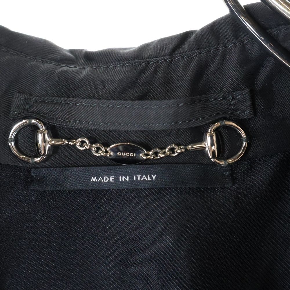 GUCCI (グッチ) レザーバックル ナイロン トレンチコート ブラック