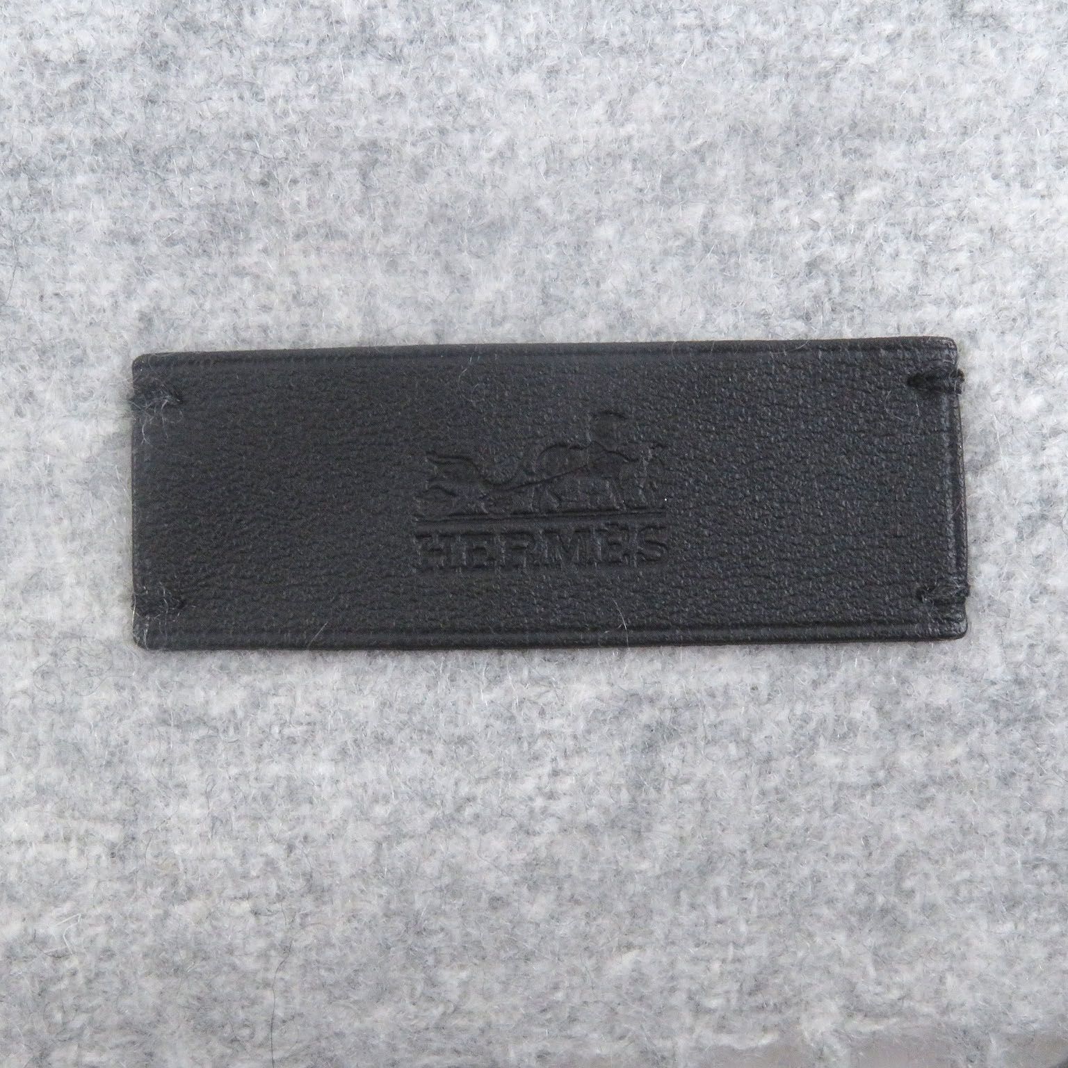 極美品□HERMES エルメス カシミヤ100％ ロゴレザーパッチ ネオロカ
