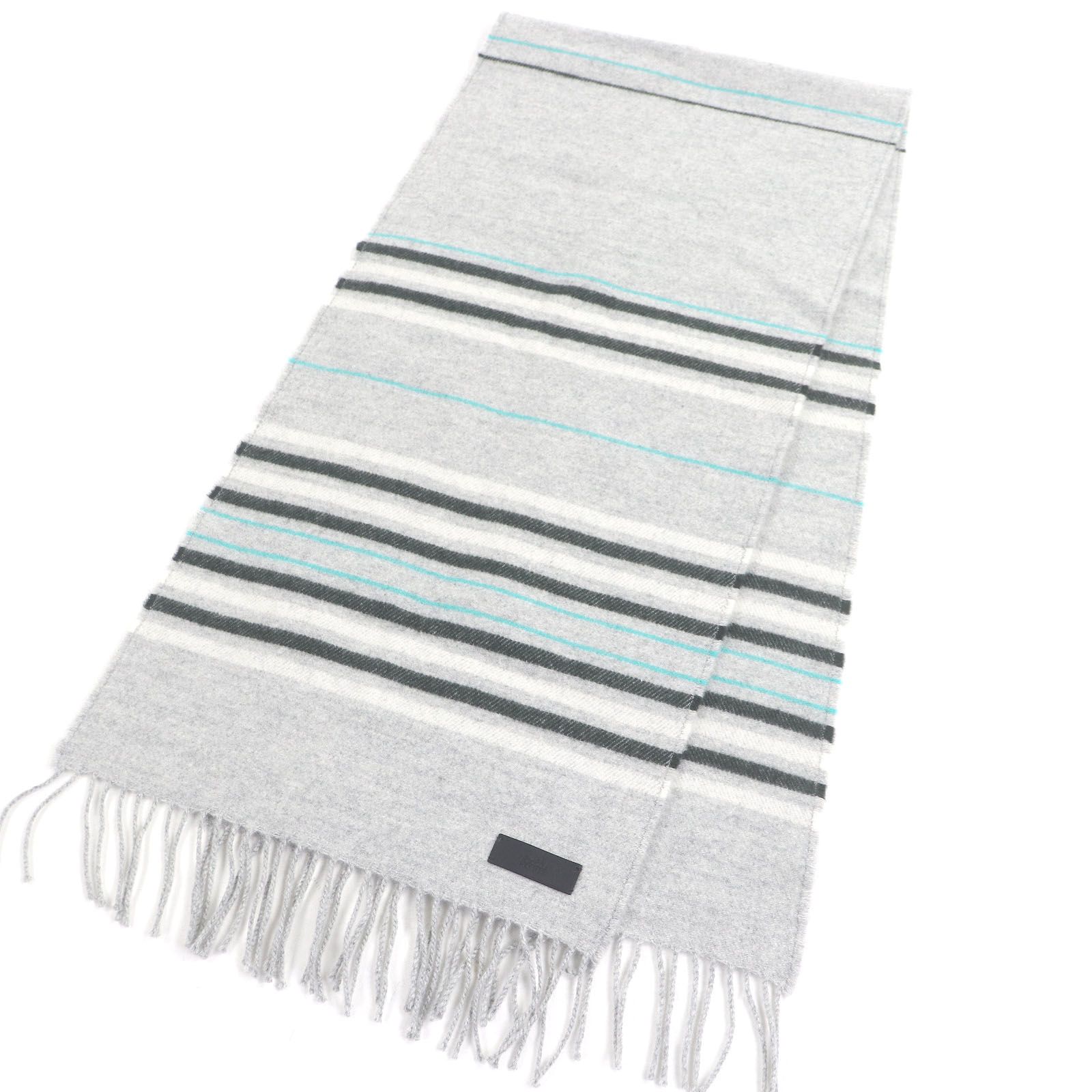 極美品□HERMES エルメス カシミヤ100％ ロゴレザーパッチ ネオロカ