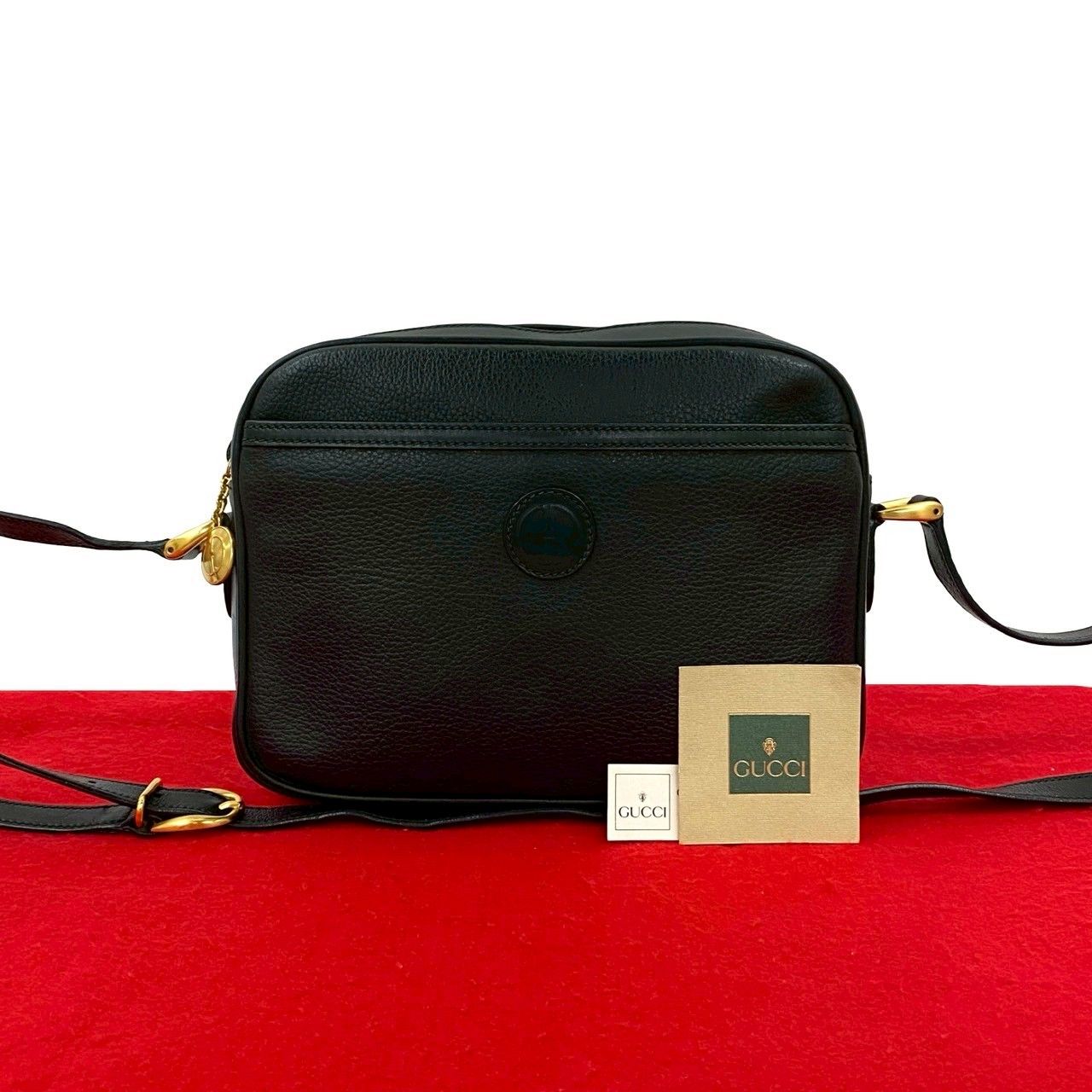 週末限定GUCCI ビンテージ　ボディバッグ 黒 レザー GG グッチ メンズ バッグ ベルトバッグ ジャンボGG ボディバッグ