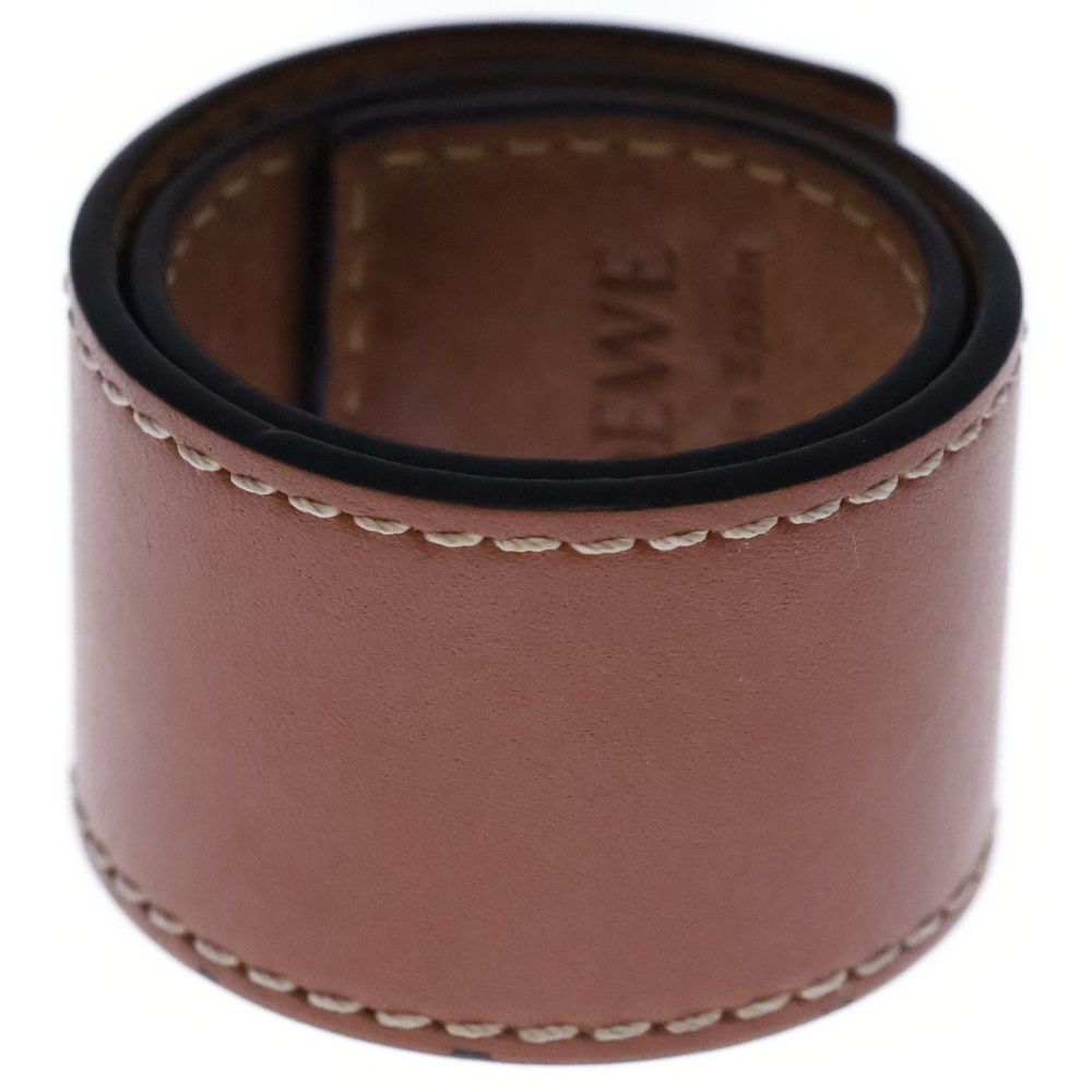 LOEWE (ロエベ) アナグラム スラップ ブレスレット ブラウン レザー