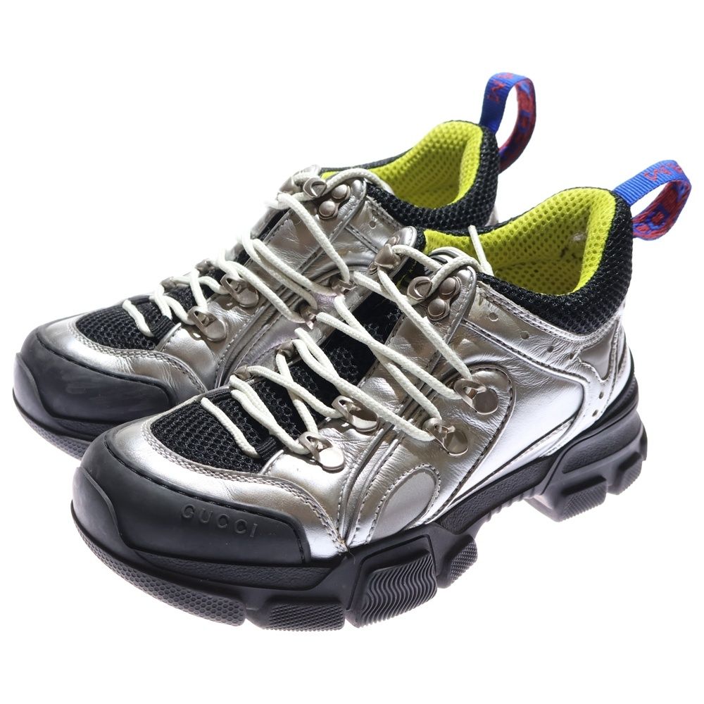 GUCCI レザー スニーカー ビジュー付き グッチ GUCCI フラッシュトレックスニーカー クリスタル ビジュー 黒