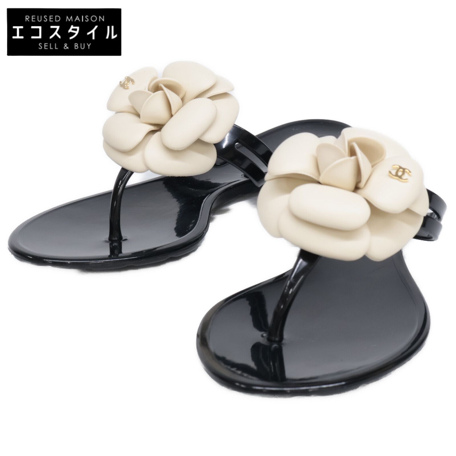 CHANEL シャネル 【美品】カメリア ラバー サンダル 36 - メルカリ