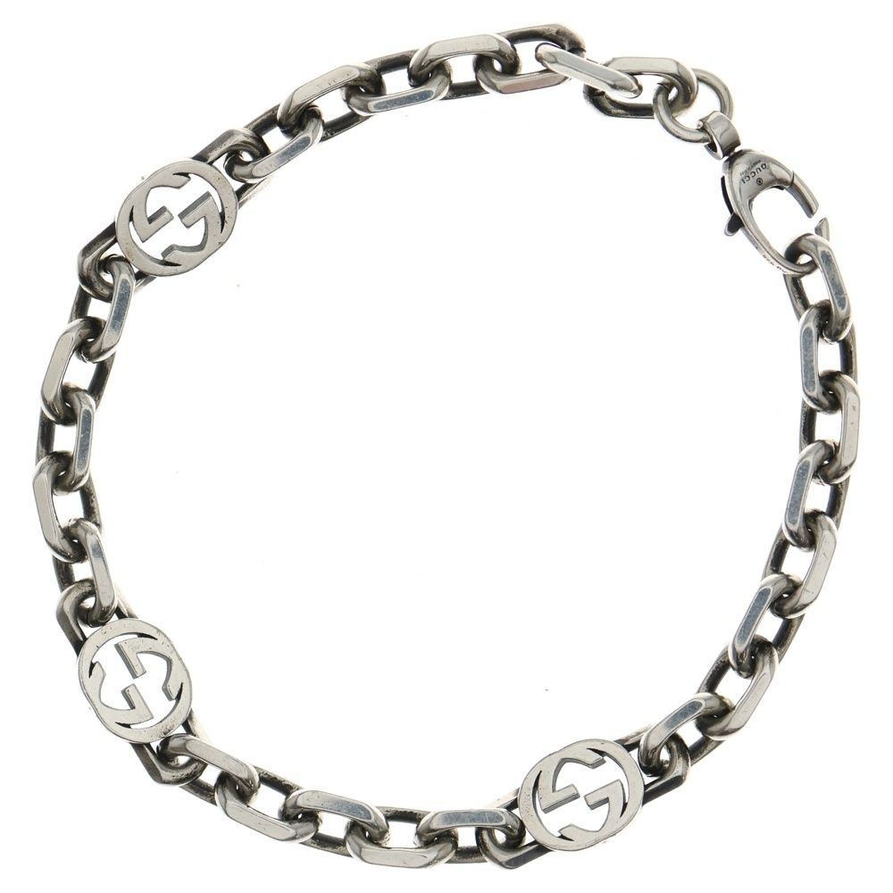 GUCCI (グッチ) インターロッキングG チェーン ブレスレット シルバー