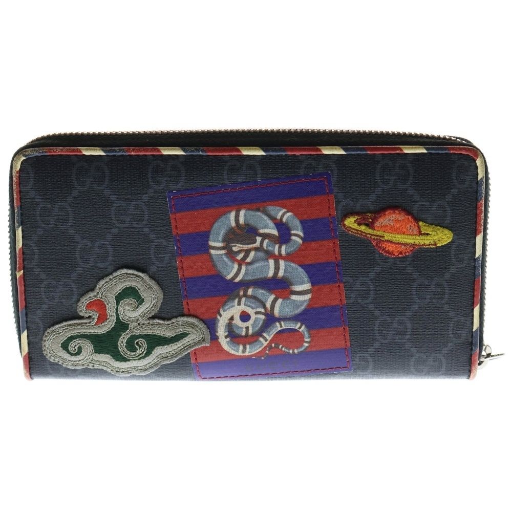GUCCI (グッチ) ナイトクーリエ GGスプリーム ラウンドジップ 長財布