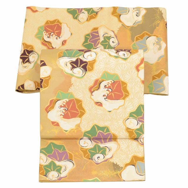 中古】 リサイクル 袋帯 帯 正絹 絹 西陣織 引箔 金彩 琳派転生 神坂雪