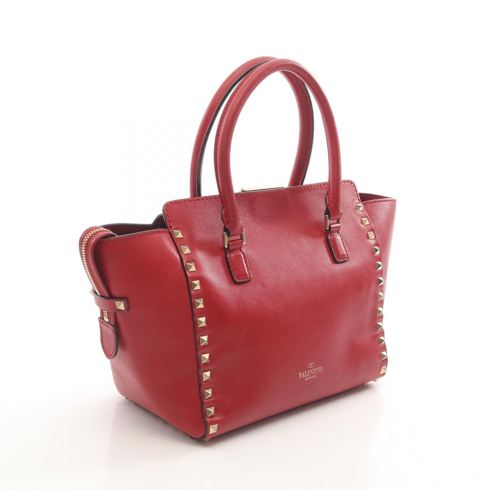 ヴァレンチノ Valentino ハンドバッグ ロックスタッズ レッド レザー 