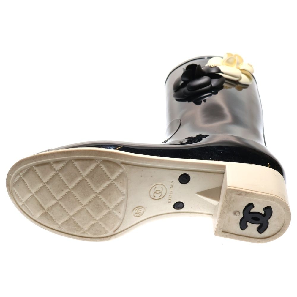 CHANEL (シャネル) カメリア レインブーツ ココマークロングブーツ