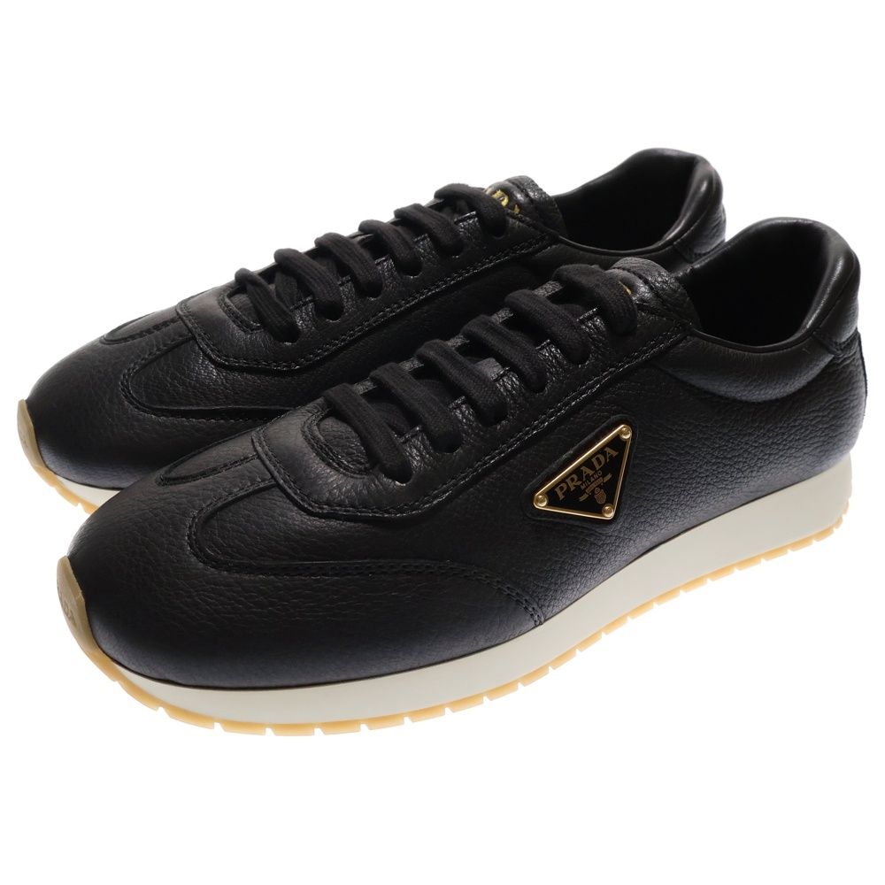 PRADA (プラダ) メタルロゴプレート レザーローカットスニーカー