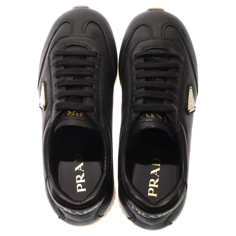 PRADA (プラダ) メタルロゴプレート レザーローカットスニーカー