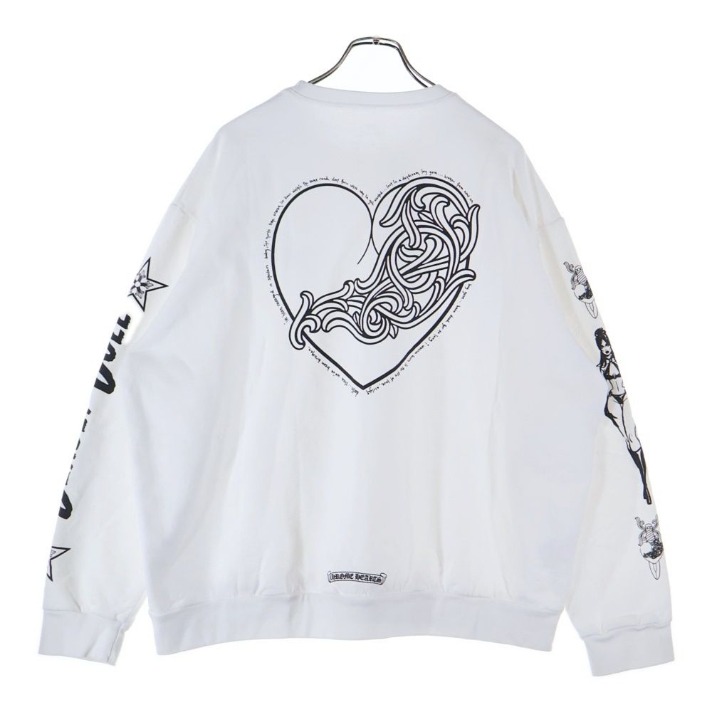 ヨ*リ様 Chrom heartsホワイト スウェット トレーナー CHROME HEARTS (クロムハーツ) ×Deadly Doll Crewneck Sweatshirt