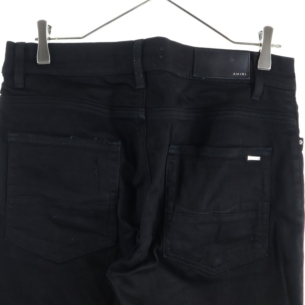 美品 AMIRI 国内正規品 MX1 レザー蛇腹 ダメージ リペア加工 スキニー AMIRI (アミリ) MX1 JEAN レザー蛇腹切替 ダメージ加工 バイカー