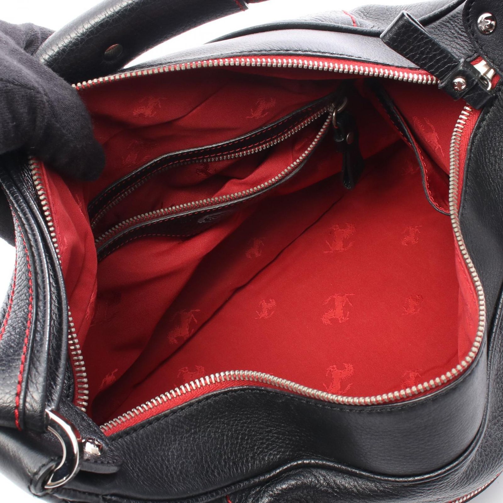 トッズ TOD'S ショルダーバッグ TOD'S × Ferrari ブラック レザー