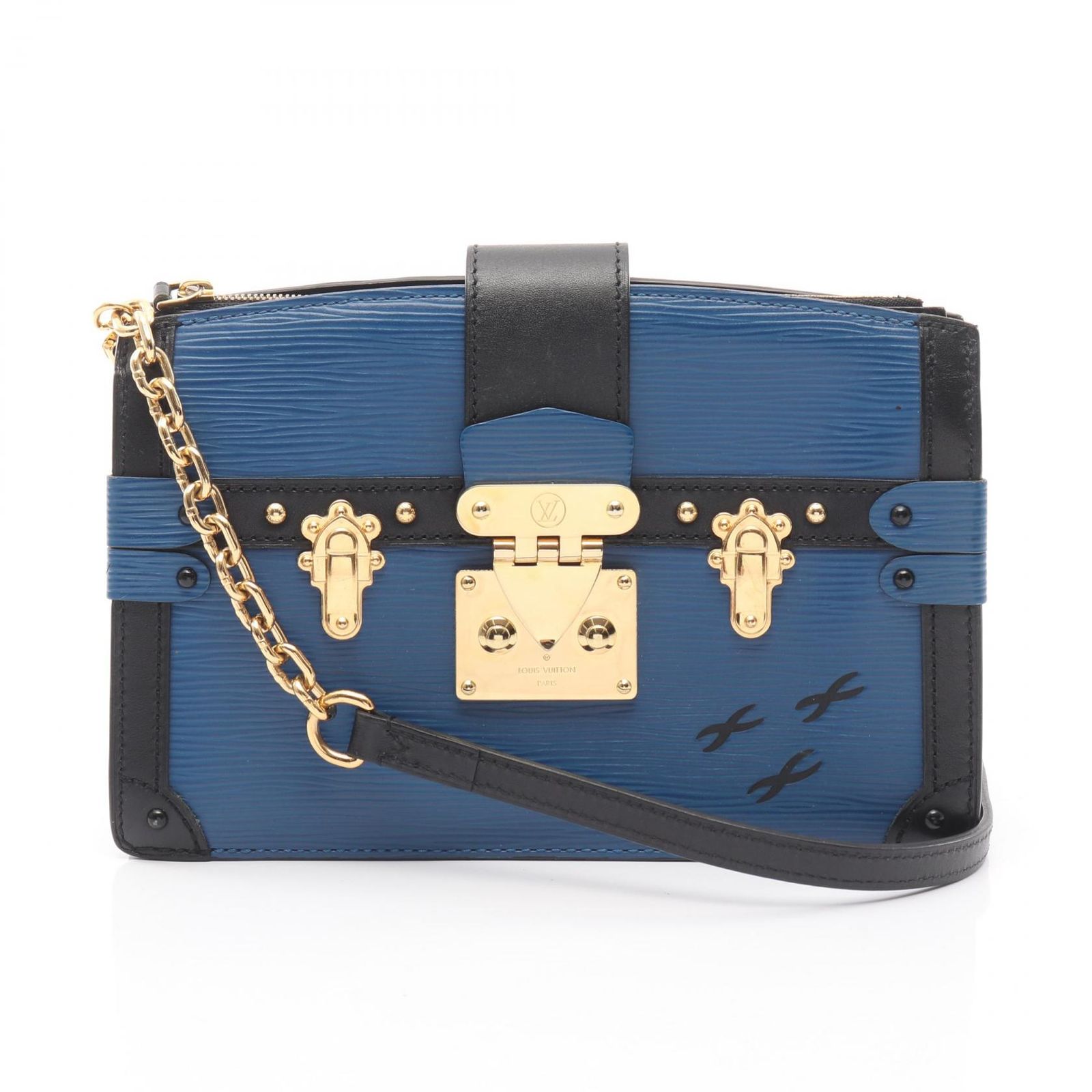 美品◇ルイヴィトン オッシュ ショルダーバッグ エピ レザー ブラック 青 箱付 ルイ・ヴィトン LOUIS VUITTON ショルダーバッグ トランククラッチ