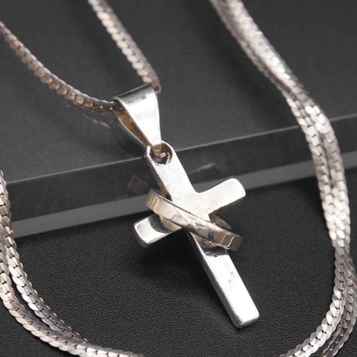 L591 ヴィンテージ S925 ITALY刻印 ペンダント ネックレス クロス