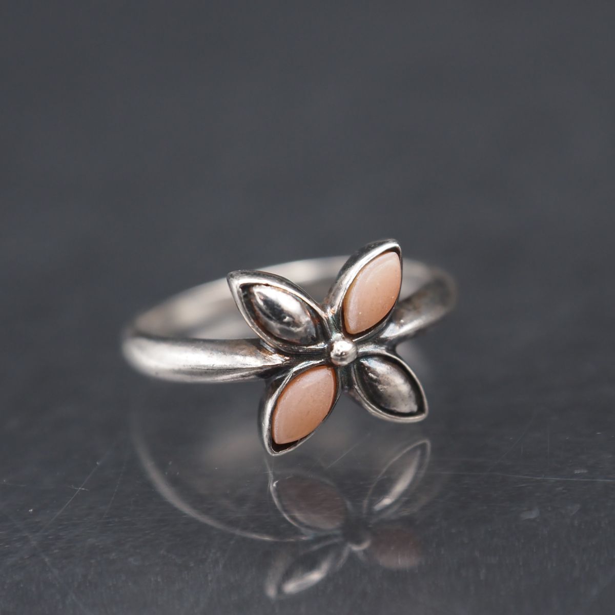L419 ヴィンテージ SILVER刻印 リング フラワー デザイン シルバー